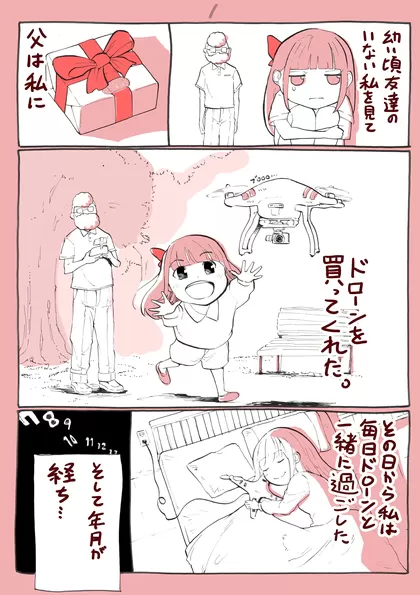 大事に扱われ意思を持ったイケメンドローンとOLの漫画 失恋とイケメンドローン