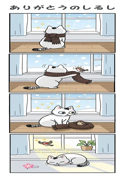 こしがや猫「月」の日常 ありがとうのしるし